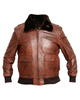 Glowrexs Men's G-1 Navy Distressed Brown Bomber Aviator Real Leather Jacket