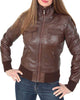 Glowrexs Womens Classic Bomber Real Leather Jacket