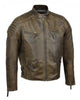 Glowrexs Mens Antique Urban Washed Brown Motorcycle Jacket