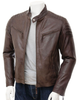 Glowrexs Men's Quilted Shoulder Classic Cafe Racer Motorcycle Jacket