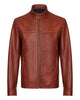 Glowrexs Men's Dark Brown Plain Biker Cafe Racer Jacket