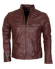 Glowrexs Austin Brown Cafe racer Vintage Biker Leather Jacket
