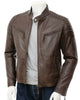 Glowrexs Fashion Moto Brown Leather Jacket Mens