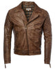 Glowrexs Brown Vintage Motorcycle Leather Biker Jacket