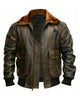 Glowrexs Men's Distressed Brown G1 Aviator A2 Bomber Leather Jacket
