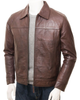 Glowrexs Men's Harrington Style Real Sheepskin Leather Jacket