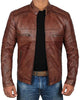 Glowrexs Men's Classic Cafe Racer Motorcycle Real Leather Jacket