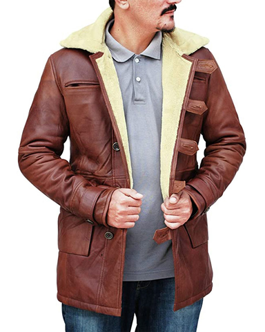 Glowrexs Men's Tom Hardy Brown Long Bane Coat