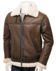 Glowrexs Brown Men's Aviator Real Leather Jacket
