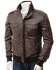 Glowrexs Men's Epaulettes Shoulder Stylish Bomber Leather Jacket