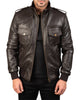 Glowrexs Men's Shadow Brown Bomber Leather Jacket