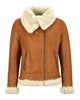 Glowrexs Women's Tan Brown Bomber Real Sheepskin Leather Jacket