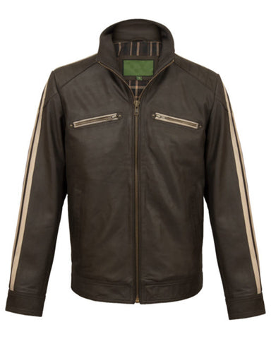 Glowrexs Mens Brown Biker Leather Jacket