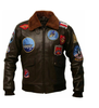 Glowrexs Mens Top Gun Tom Cruise Genuine Leather Jacket