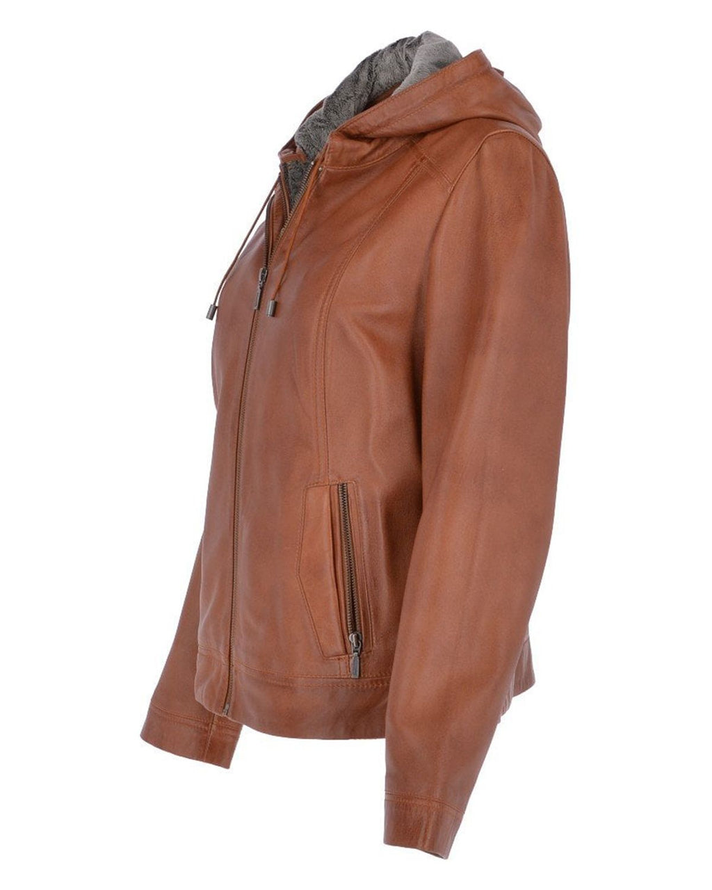 Glowrexs Women's Two-In-One Leather Hooded Jacket