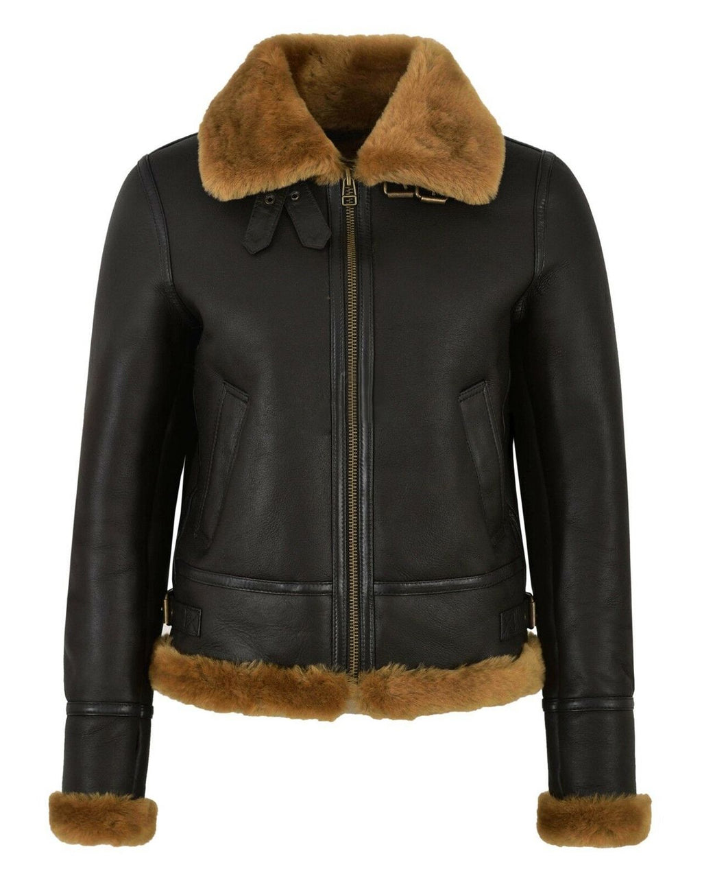 Glowrexs Women's RAF B3 Flying Bomber Aviator Style Leather Jacket