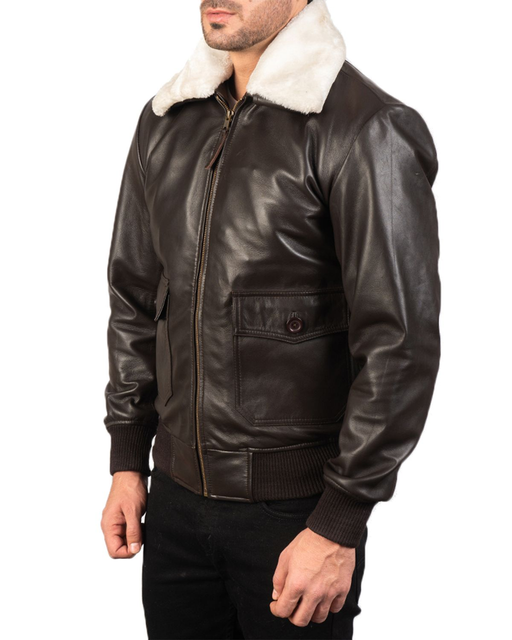 Glowrexs Men's G-1 Bomber Real Sheepskin Leather Jacket