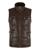 Glowrexs Women's Quilted Padded Brown Leather Vest