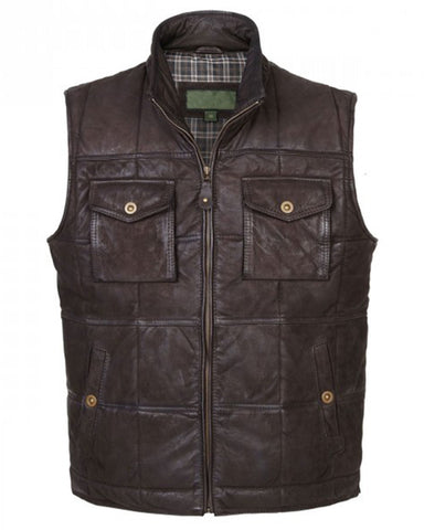 Glowrexs Mens Brown Leather Body Warmer