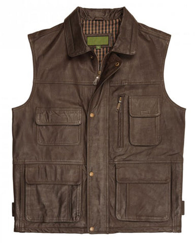 Glowrexs Mens Alf Brown Leather Vest