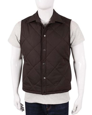 Glowrexs Kevin Costner Yellowstone Brown Quilted Vest