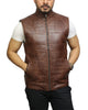 Glowrexs Men's Brown Leather Double-Sided Padded Vest