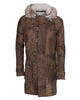 Glowrexs Real Fox Fur Detachable Hood Bane Leather Coat