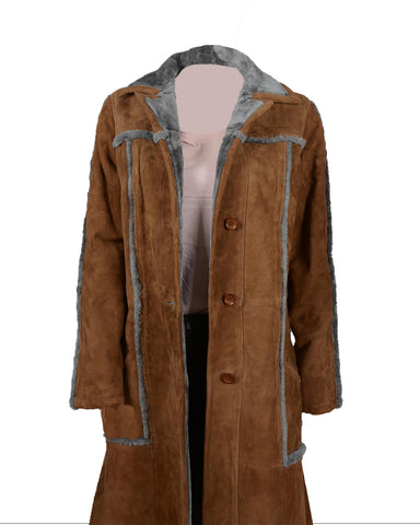 Glowrexs Kelly Reilly Yellowstone Suede Leather Coat