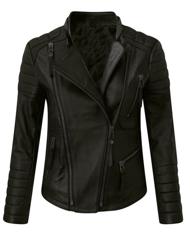 Glowrexs Womens Biker Stylish Leather Jacket