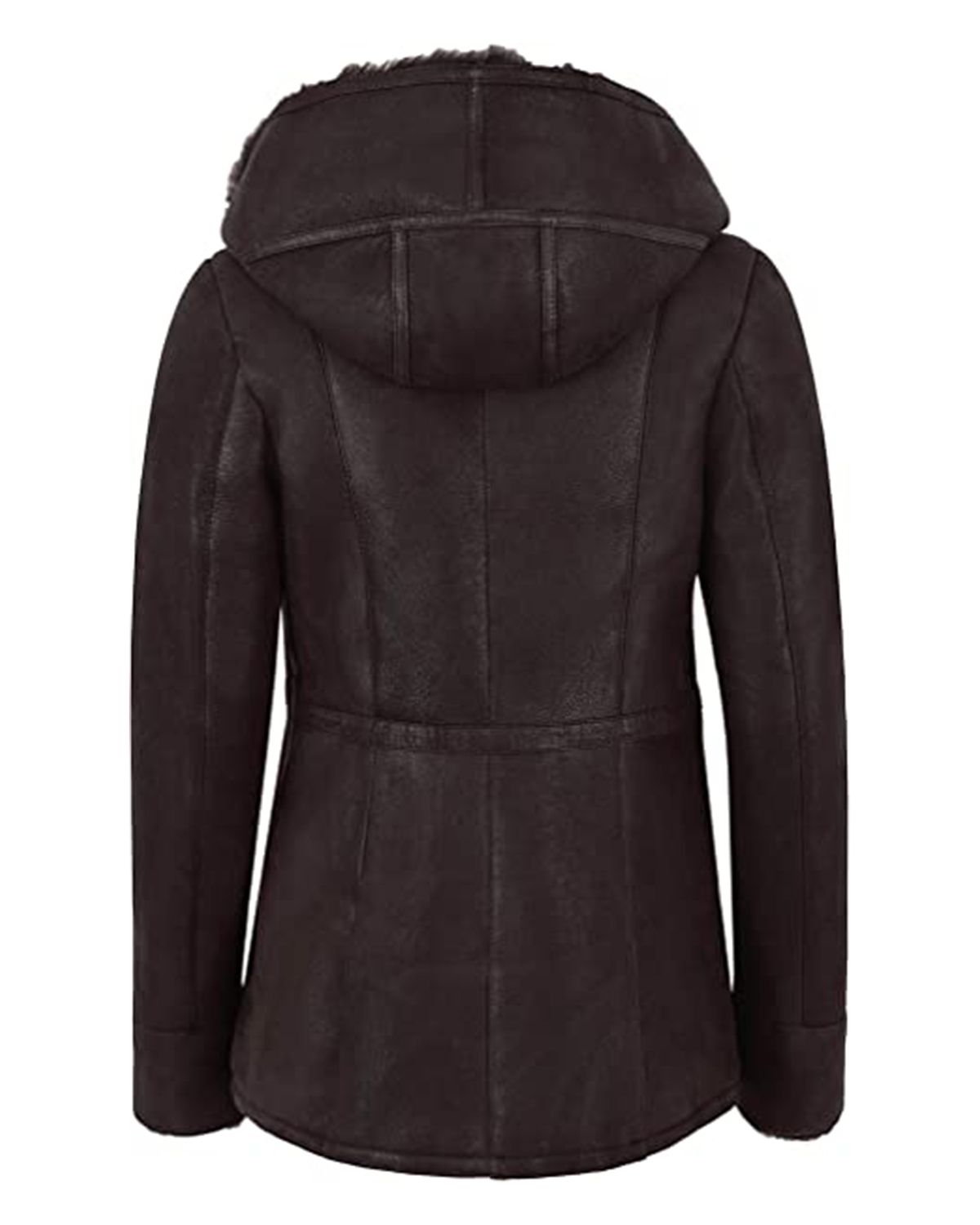 Glowrexs Women's Hooded Fur Shearling Long Jacket