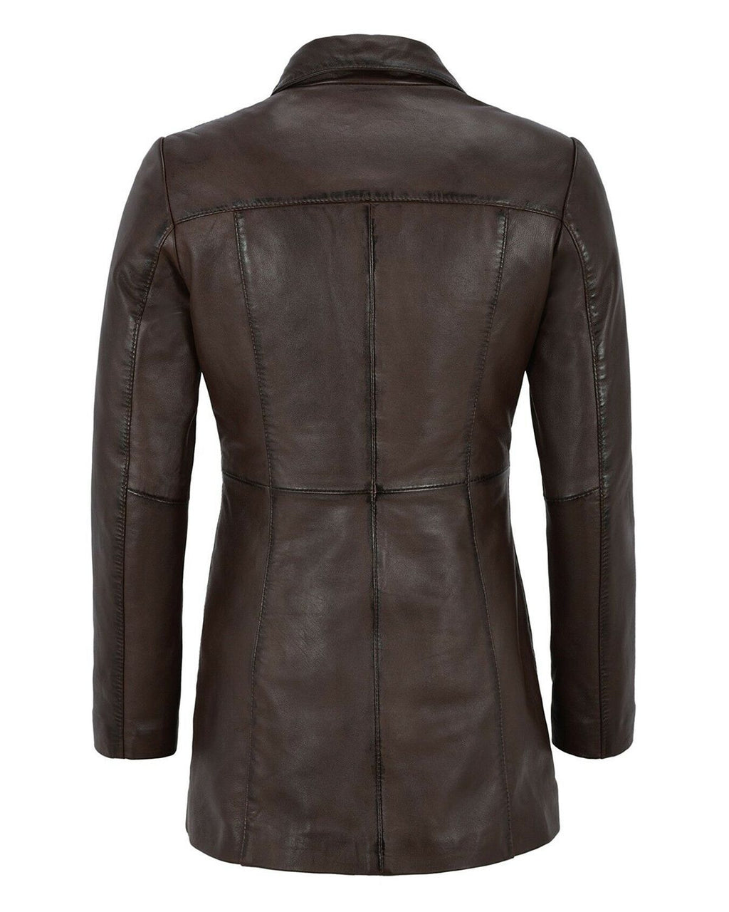 Glowrexs Women's Gothic Style Mid Length Real Sheepskin Leather Coat