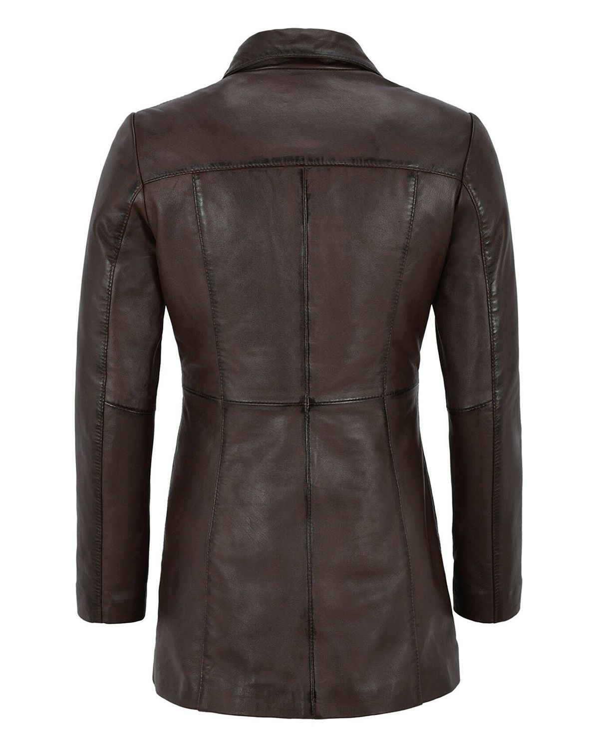 Glowrexs Women's Gothic Style Mid Length Real Sheepskin Leather Coat