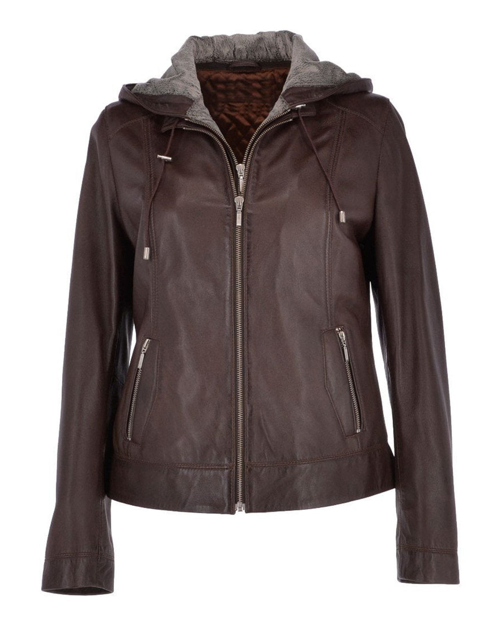 Glowrexs Women's Two-In-One Leather Hooded Jacket