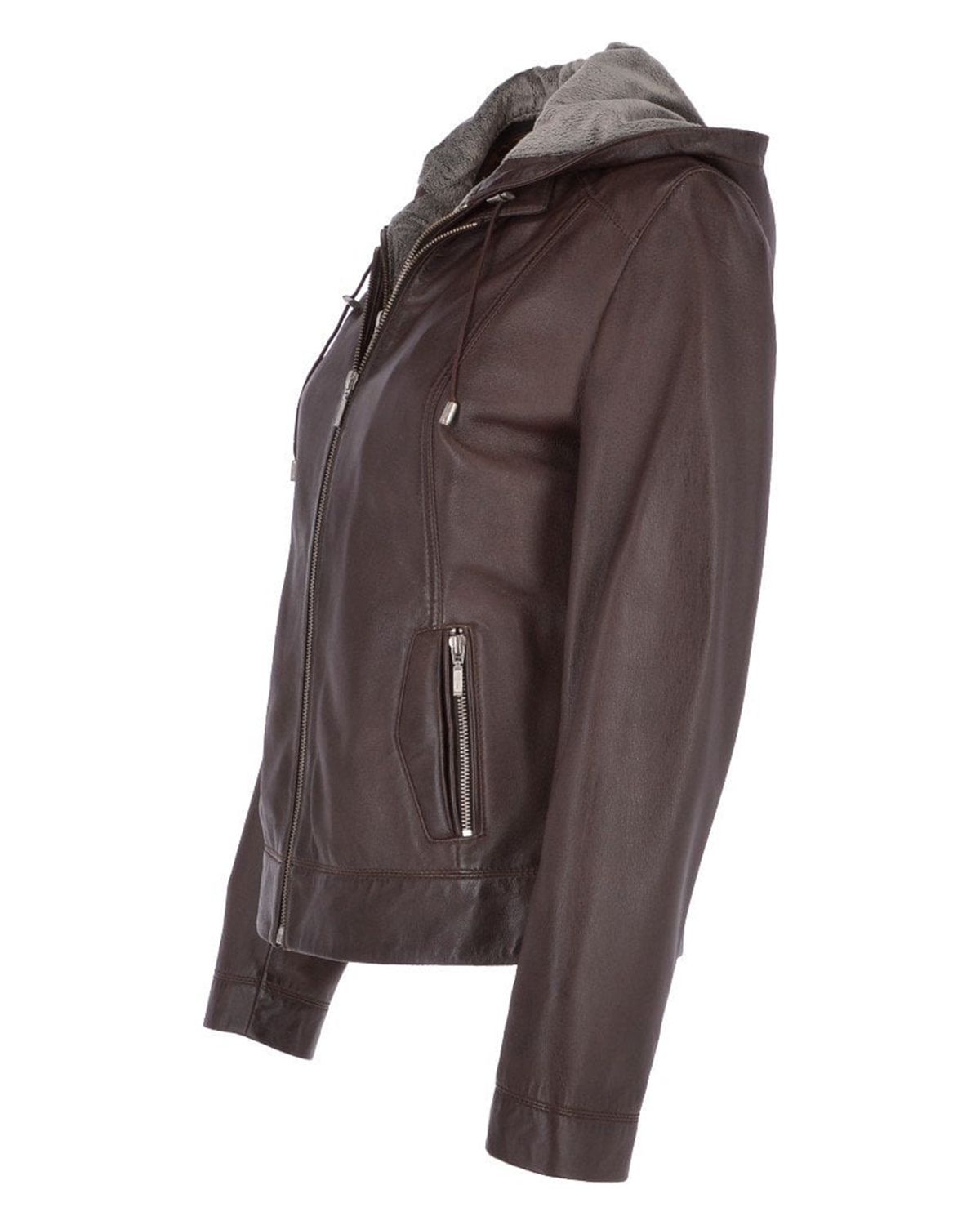 Glowrexs Women's Two-In-One Leather Hooded Jacket