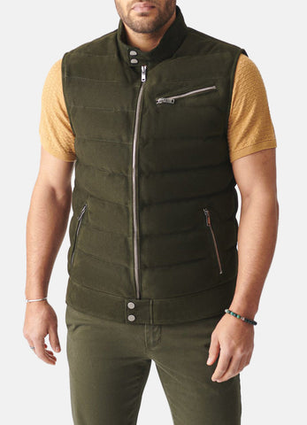 Mens Seaweed Green Suede Leather Vest