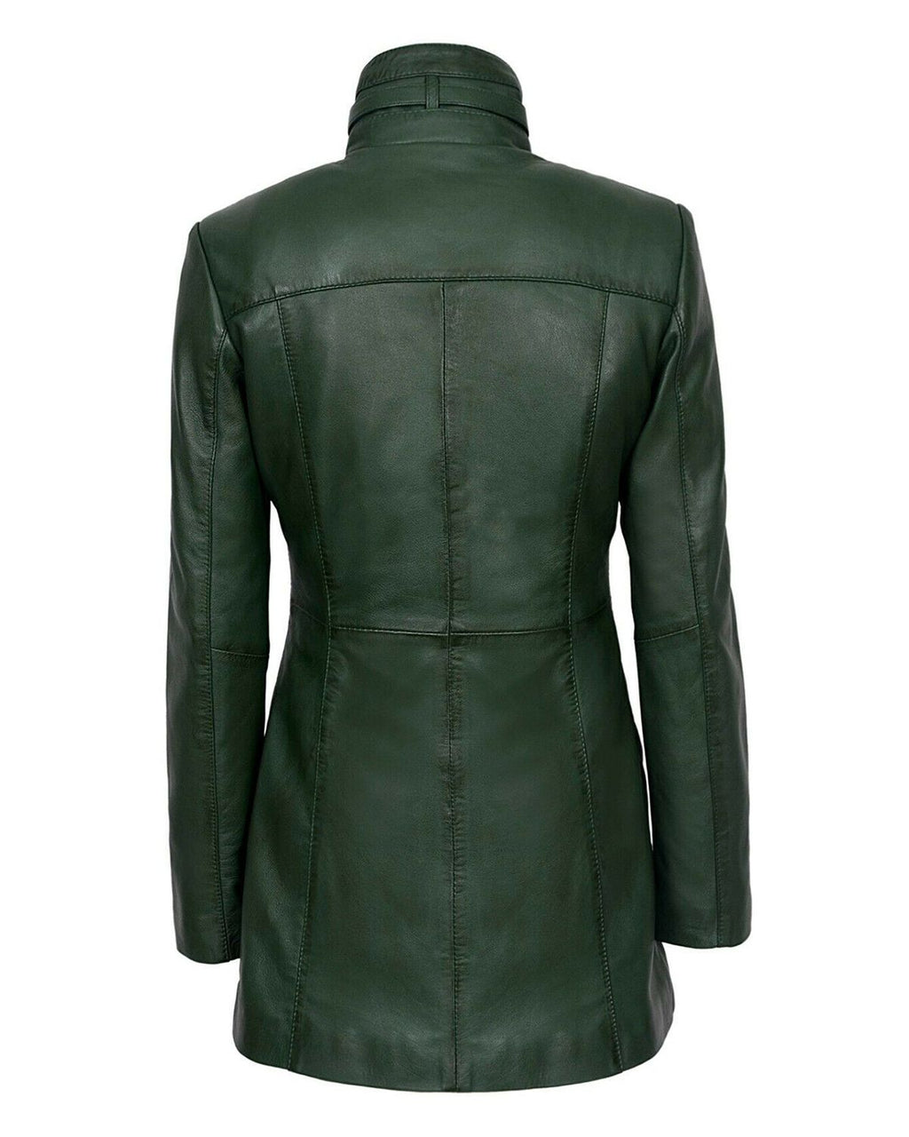 Glowrexs Women's Gothic Style Mid Length Real Sheepskin Leather Coat