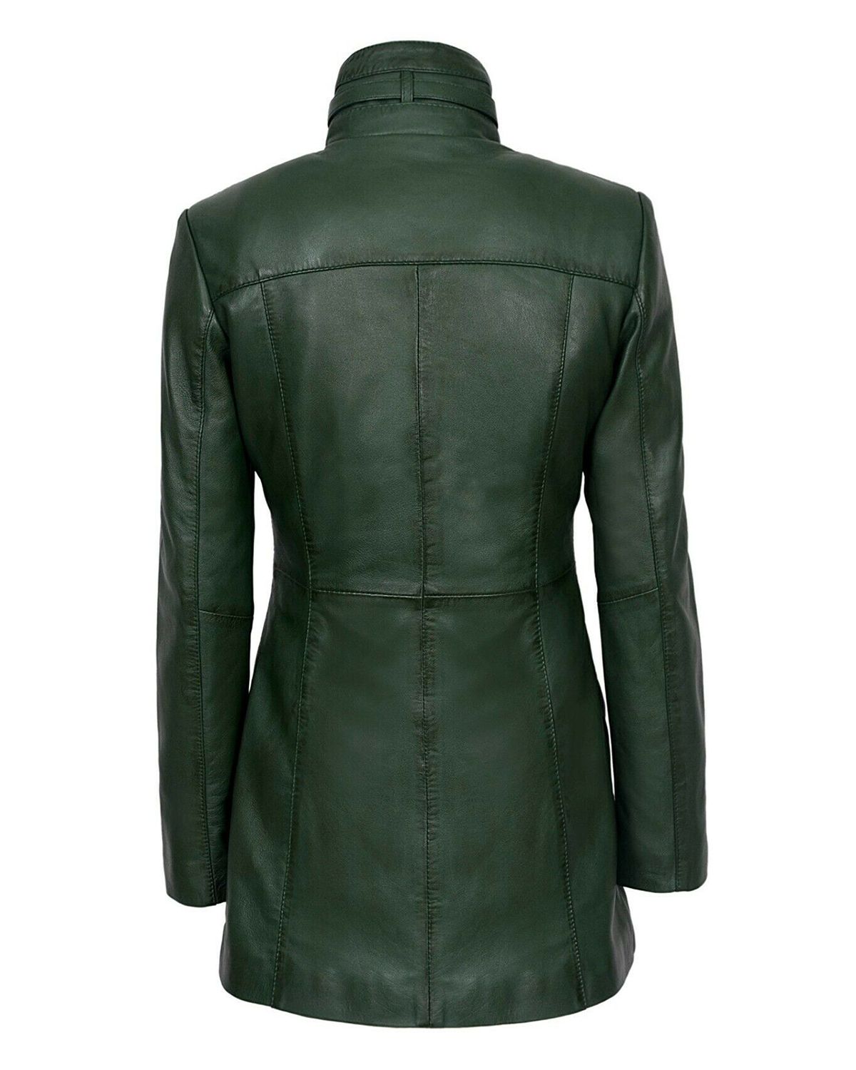 Glowrexs Women's Gothic Style Mid Length Real Sheepskin Leather Coat
