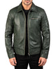 Glowrexs Men's Green Biker Real Leather Jacket
