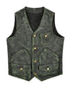 Glowrexs Men's Distressed Green Leather Hunter Vest