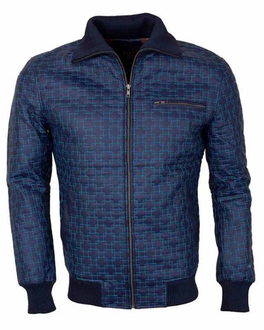 Glowrexs Casual Blue Embroidered Stylish Leather Jacket