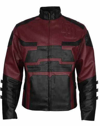 Glowrexs Charlie Cox Daredevil Maroon Leather Jacket