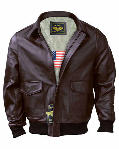 Glowrexs Men's A2 Airforce Flight Brown Jacket