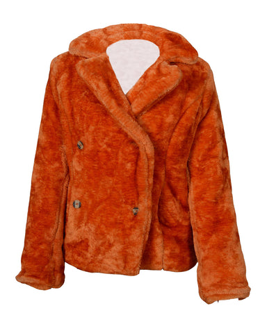 Glowrexs Kelly Reilly Yellowstone Orange Fur Jacket