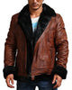 Glowrexs B3 Bomber Men Brown Vintage Fur Leather Jacket