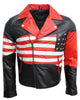 Glowrexs Biker USA Flag Motorcycle Black Vintage Leather Jacket