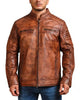 Glowrexs Cafe Racer Vintage Brown Cowhide Motorcycle Jacket