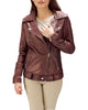 Glowrexs Women's Maroon Biker Leather Jacket