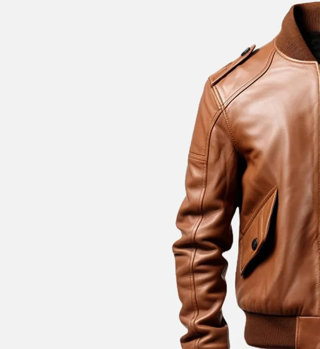 Men's Bomber Brown Real Leather Jacket