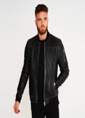 Glexo Men’s Washed Real Leather Bomber Jacket