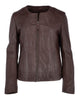 Glowrexs Women's Stylish Collarless Genuine Sheepskin Leather Jacket